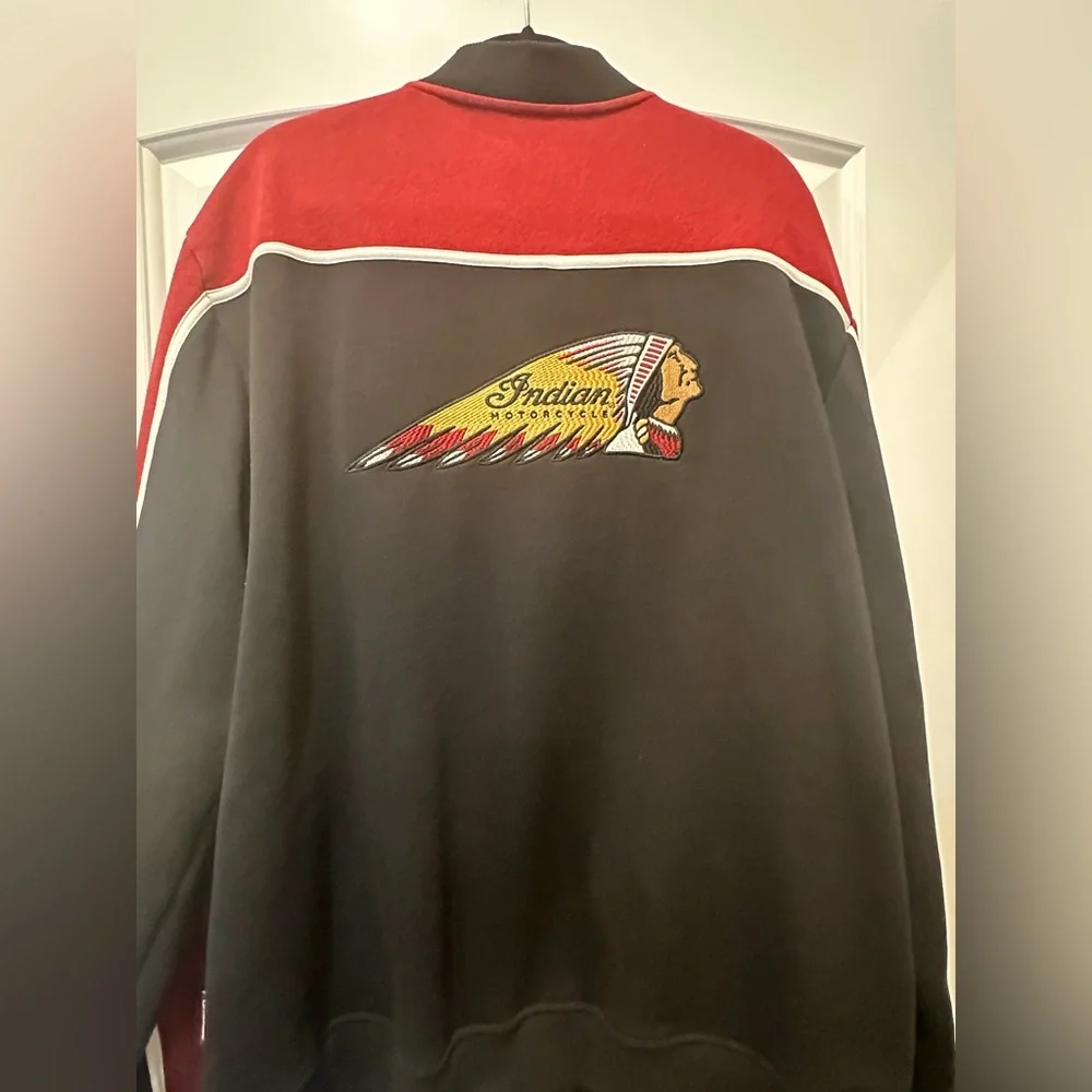 INDIAN MOTORCYCLE BRAND MEN’S FULL ZIP TWO-TONE SWEATSHIRT.  SIZE X-LARGE. - Picture 5 of 7